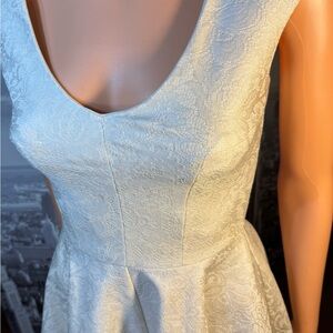 Cream Scoop Neck Fit and Flare Wedding Dress